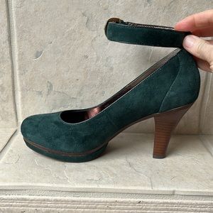 Green Suede Platform Heels